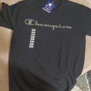 Black T-shirt with camo  champion logo